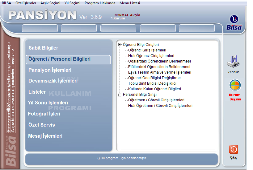 pansiyon öğrenci takip programı